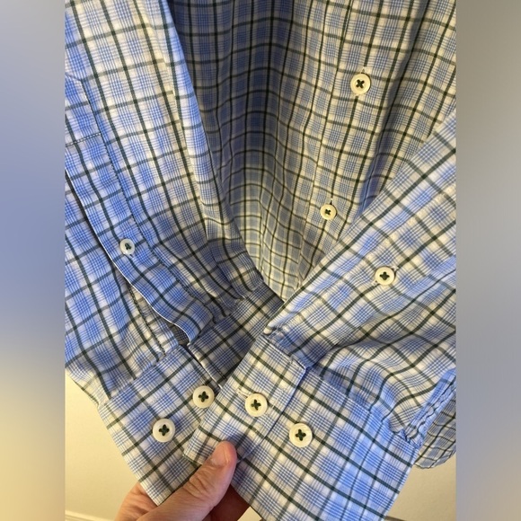 Peter Millar Crown Shirt XL Long Sleeve Button Down Blue Green Plaid Collared - Picture 6 of 7
